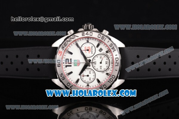 Tag Heuer Formula I Chronograph Senna Special Edition Miyota OS20 Quartz Steel Case with White Dial and Stick Markers - Click Image to Close